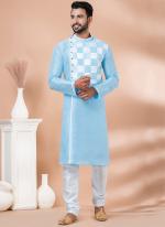 Banarasi Dhupion Silk Sky Blye Festival Wear Weaving Kurta Pajama